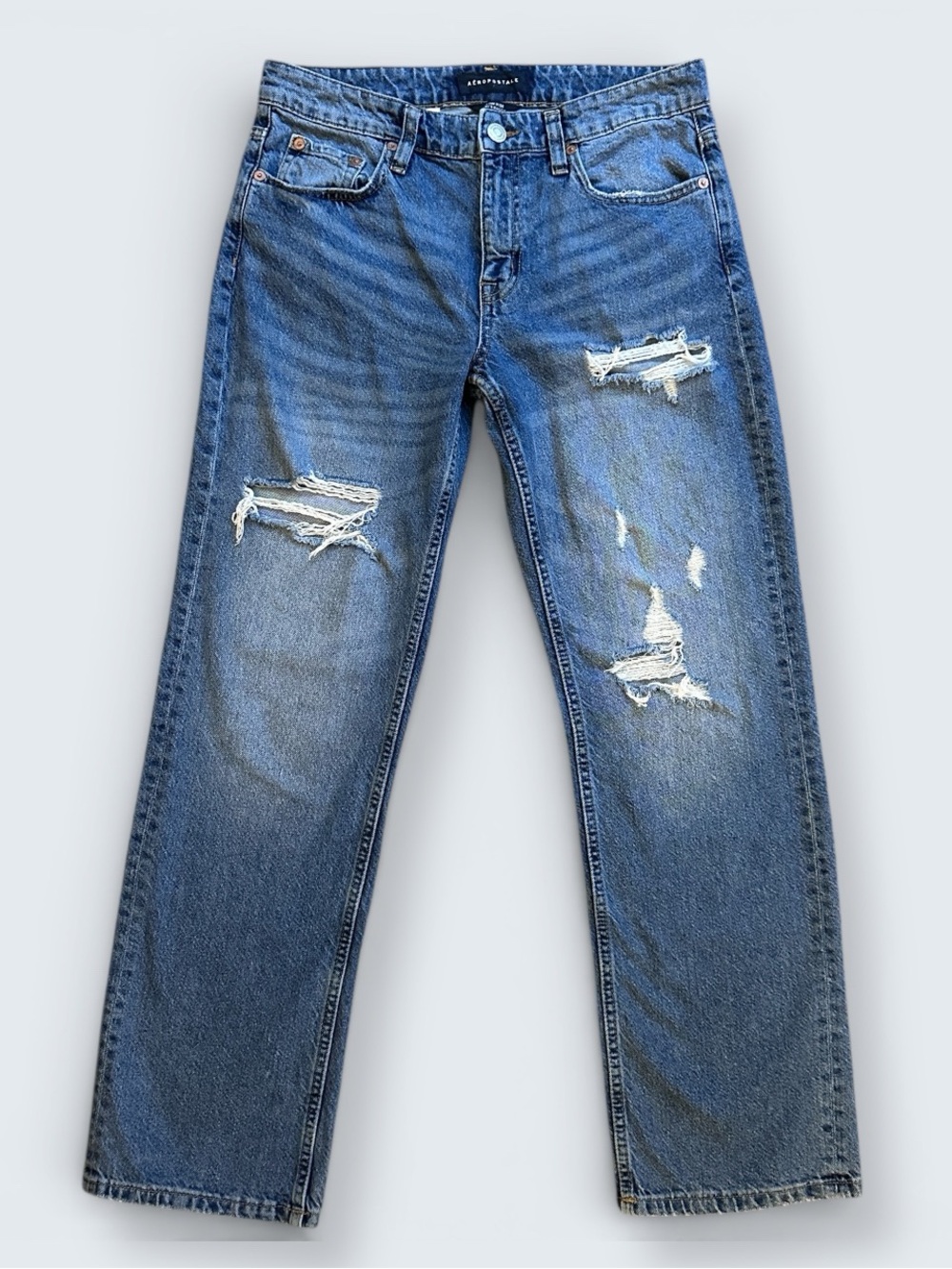 Aeropostale Y2K Straight Leg Distressed Jeans Size 6 “Low Rise 90’s Baggy”